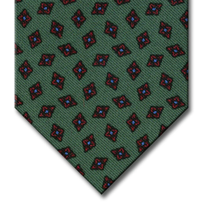 elegant silk necktie ideas for wedding celebrations-Green with Red and Blue Geometric Pattern Tie