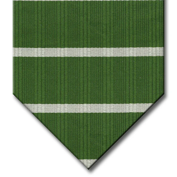 unique silk necktie designs for wedding parties-Green with Silver Stripe Tie