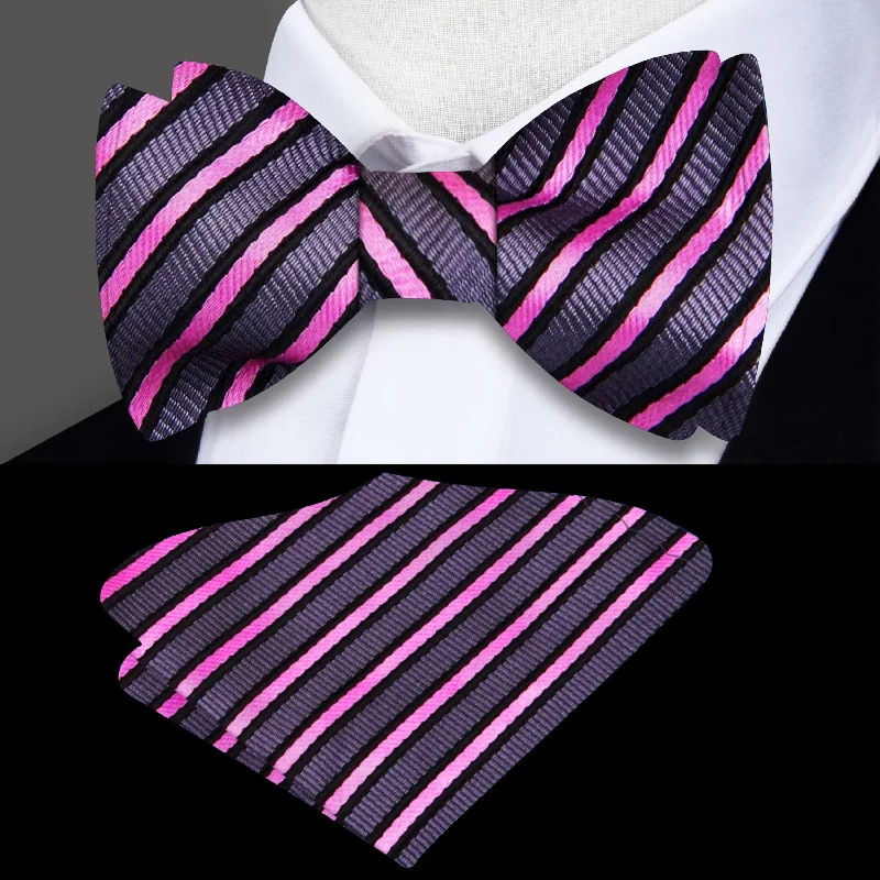 designer silk wedding necktie packs-Perfect Stripe Self-Tie Bow Tie