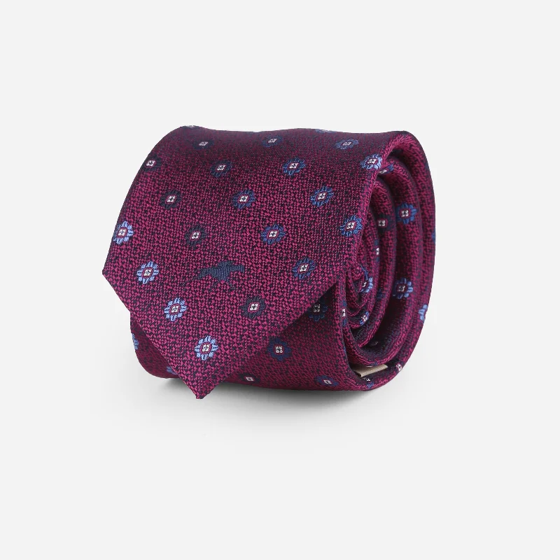 high-end silk wedding necktie combinations-Keeneland Blue Foulard Tie