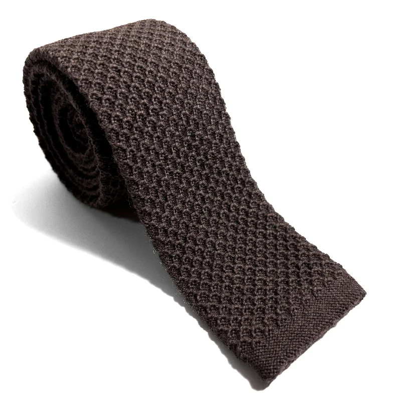 premium silk necktie sets for business wear-Large Knot Drab Brown Wool Knitted Tie