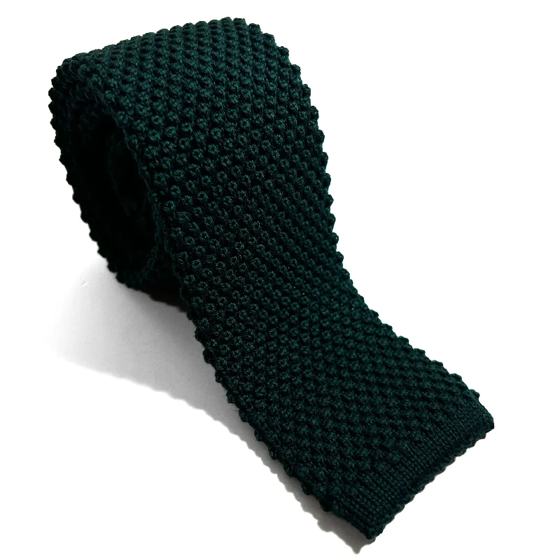 luxury silk necktie combinations for office wear-Large Knot Forest Green Wool Knitted Tie