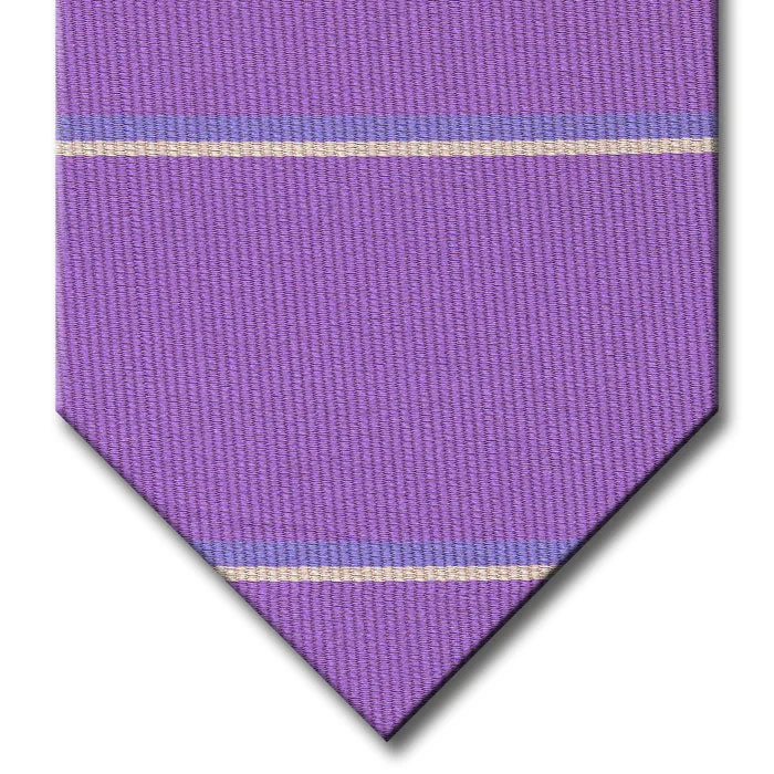 affordable business silk necktie designs for men-Lavender with Light Blue and Silver Stripe Tie