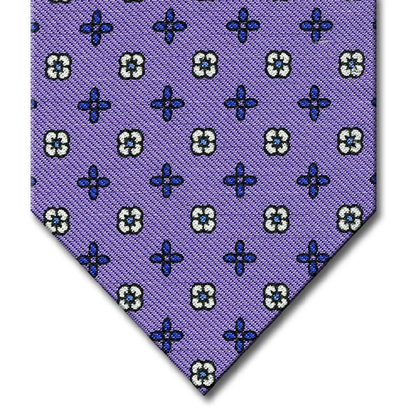 silk necktie styles for wedding parties-Lavender with Medium Blue Floral Pattern Tie