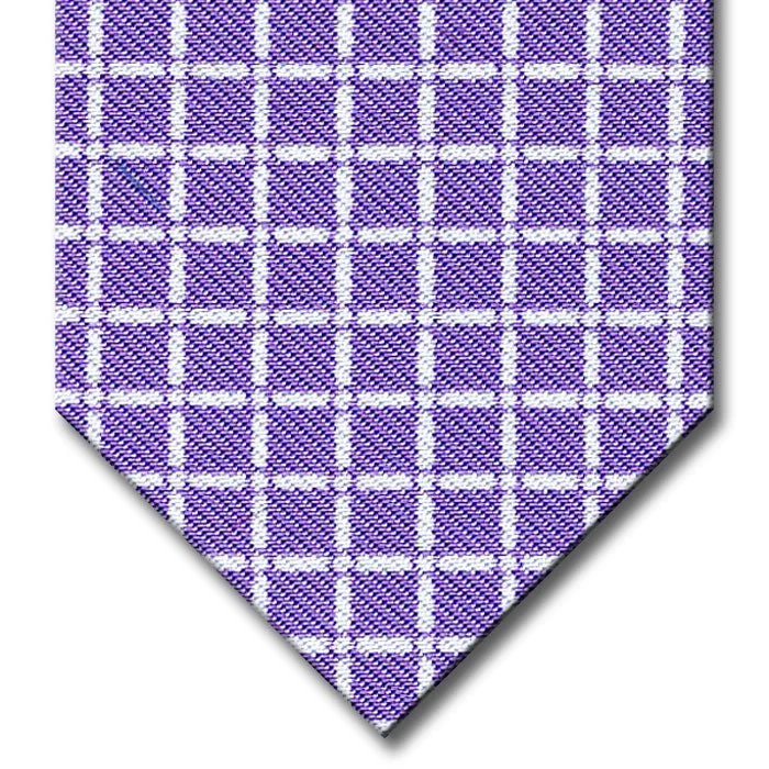 vibrant silk necktie sets for office meetings-Lavender with White Check Tie