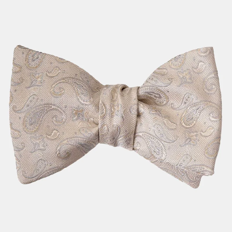 affordable silk necktie ideas for wedding celebrations-Leonardo - Silk Bow Tie - Champagne