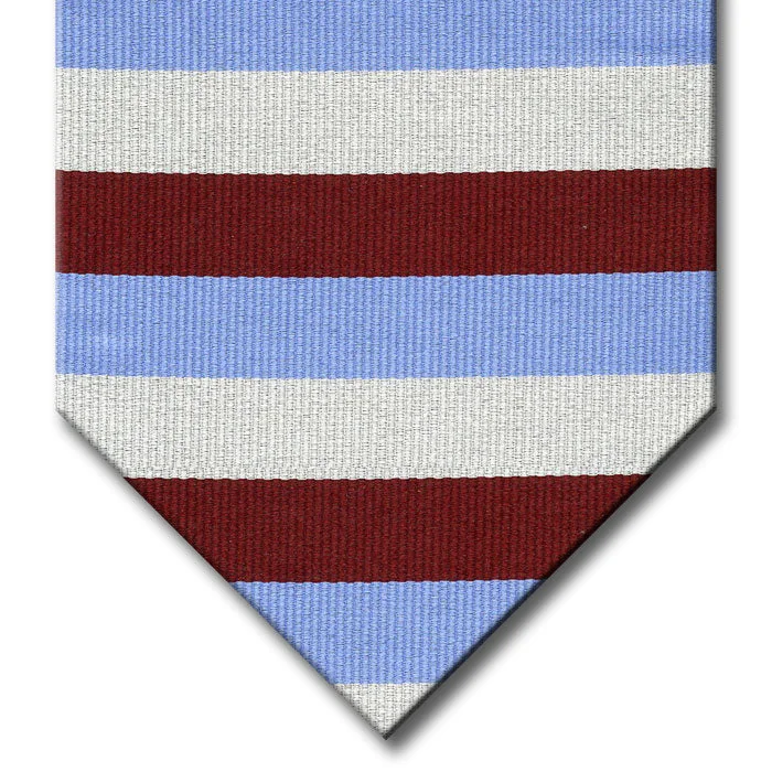 unique wedding silk necktie styles for men-Light Blue, Burgundy and Silver Stripe Tie