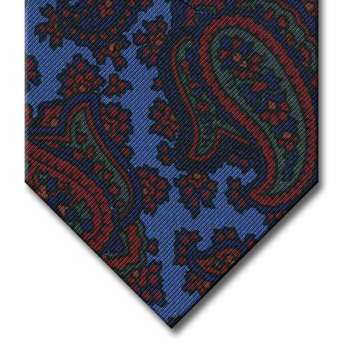 trendy silk necktie packs for business wear-Light Blue with Red and Navy Paisley Tie