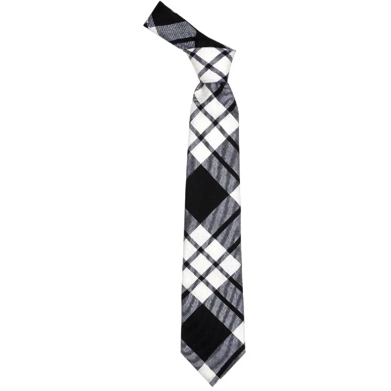 unique silk necktie patterns for weddings-MacFarlane Black/ White Modern Tartan Tie