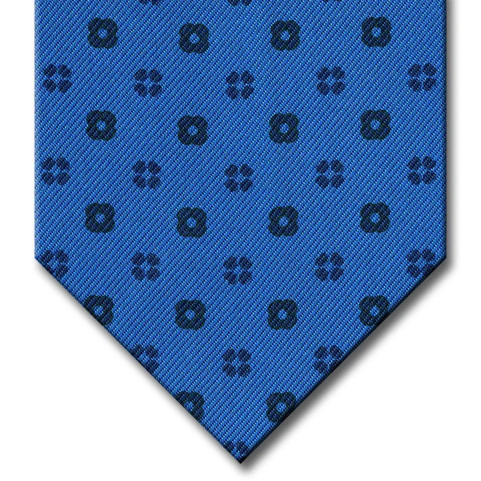 stylish wedding silk necktie combinations-Medium Blue with Navy Floral Pattern Tie