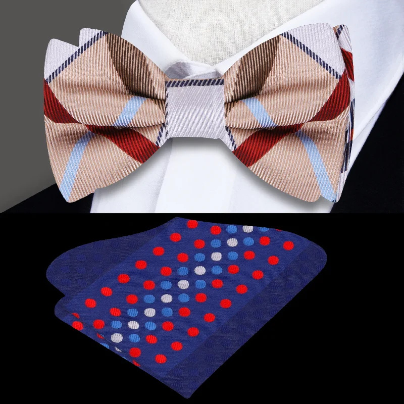 trendy silk bow ties for office wear-Quintessential Plaid Bow Tie