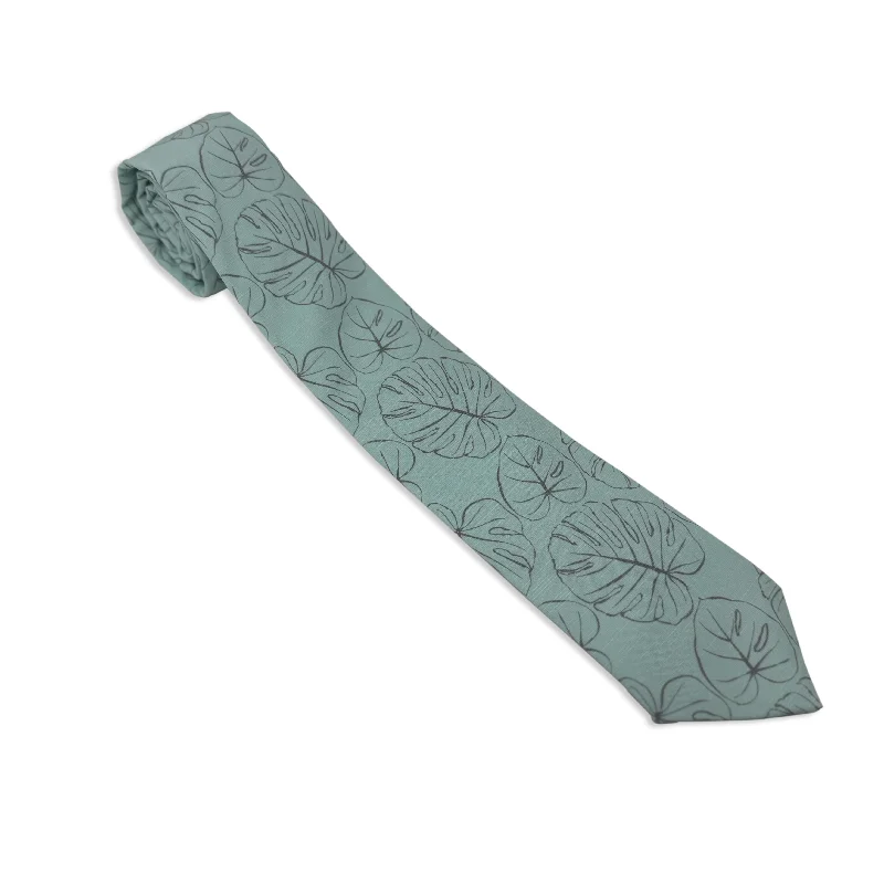 trendy silk bow ties for business wear-Monstera Sketch (seafoam)