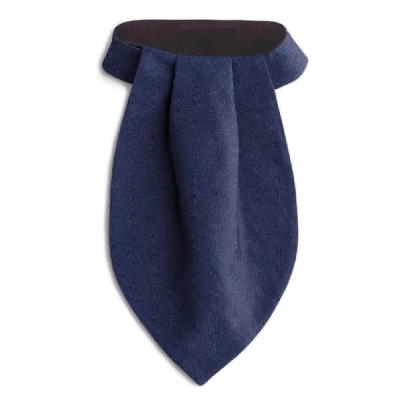 modern silk necktie styles for business wear-Navy Charmeuse - Ascots