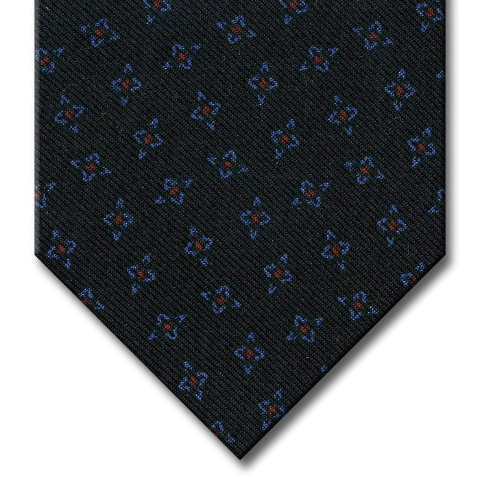 unique silk necktie patterns for business wear-Navy with Blue and Red Geometric Pattern Tie