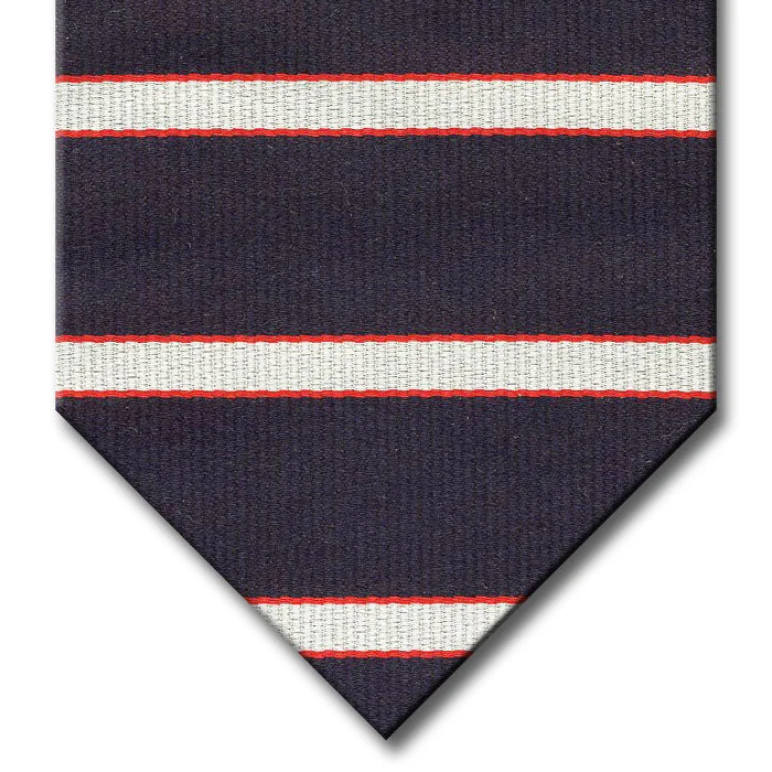 best silk necktie designs for weddings-Navy with Burgundy and Silver Stripe Tie