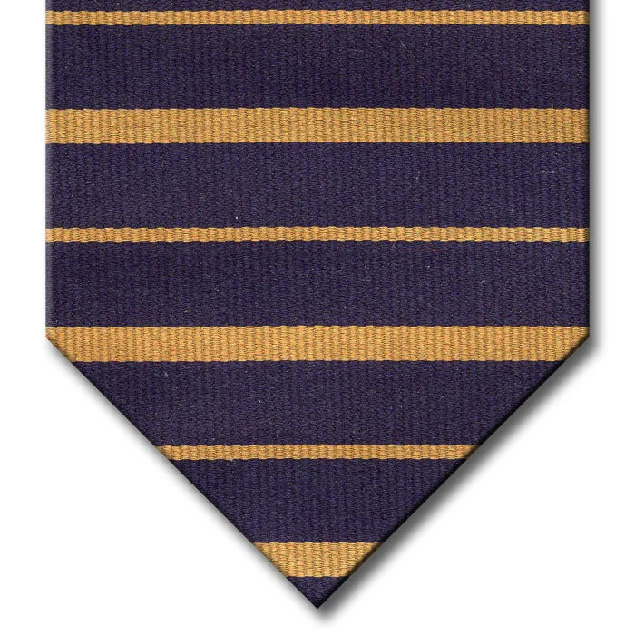 modern silk bow ties for weddings-Navy with Gold Stripe Tie