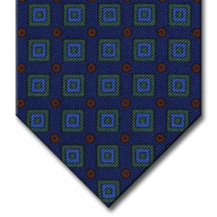 trendy silk wedding necktie ideas-Navy with Green and Blue Geometric Pattern Tie