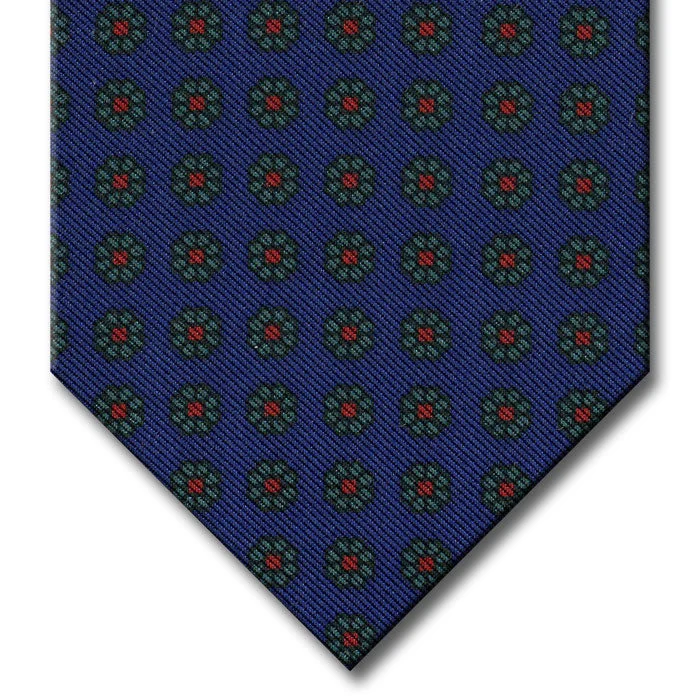 premium silk necktie designs for business wear-Navy with Green Floral Pattern Tie