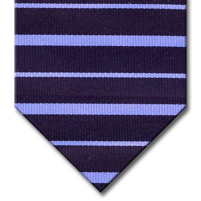 elegant silk necktie designs for business-Navy with Light Blue Stripe Tie