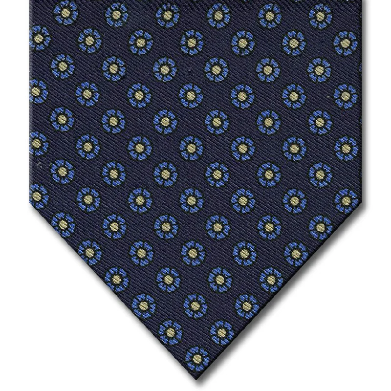 best silk necktie designs for business wear-Navy with Medium Blue Floral Pattern Tie