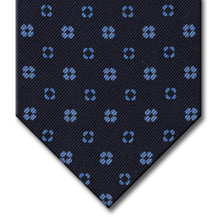 classic silk necktie combinations for office wear-Navy with Medium Blue Floral Pattern Tie