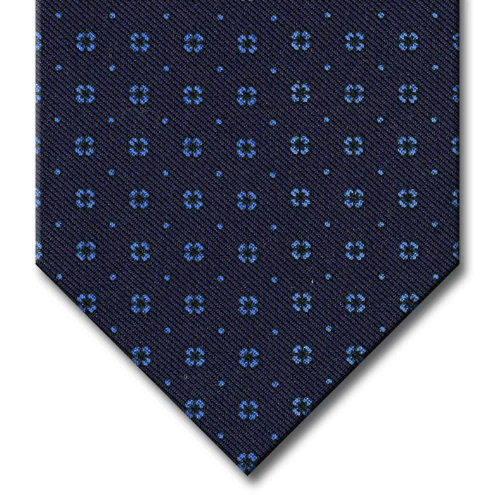 elegant silk necktie sets for wedding celebrations-Navy with Medium Blue Floral Pattern Tie