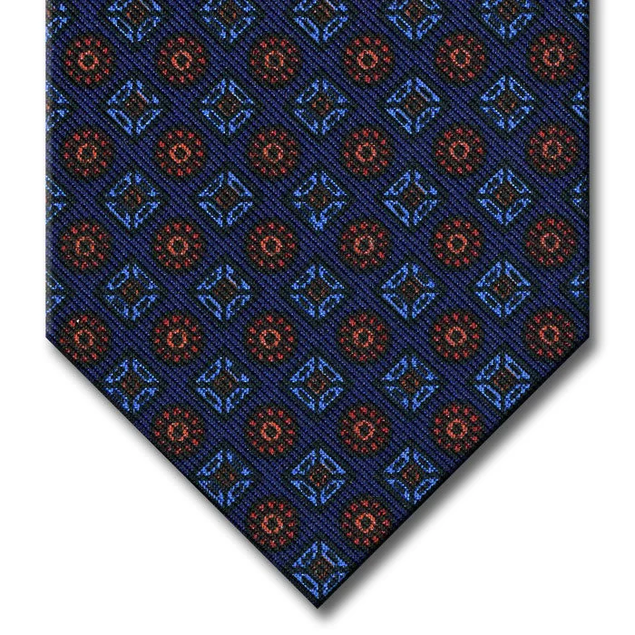 trendy silk necktie styles for business wear-Navy with Red and Blue Geometric Pattern Tie