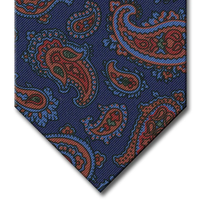 elegant silk wedding tie combinations for men-Navy with Red and Brown Paisley Tie