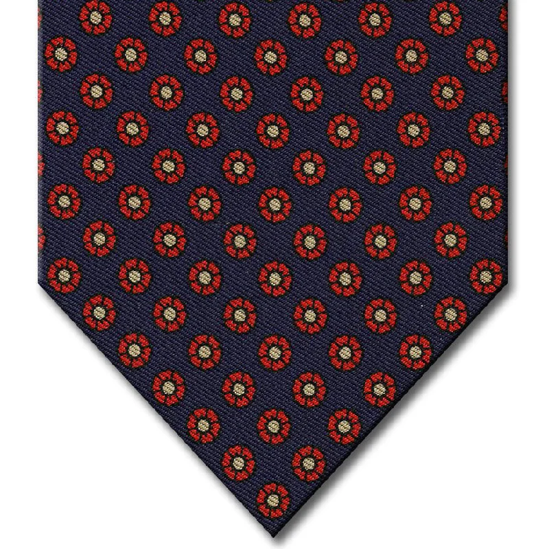 designer silk necktie combinations for weddings-Navy with Red Floral Pattern Tie