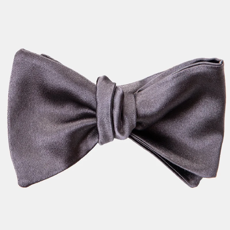 stylish wedding silk necktie colors for men-Negroni - Silk Bow Tie - Pewter