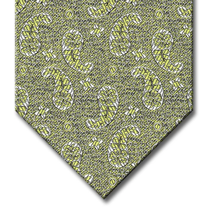 best silk necktie ideas for business wear-Olive with Silver Paisley Pattern Custom Tie