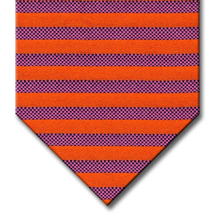 trendy silk wedding bow ties for men-Orange and Purple Stripe Tie