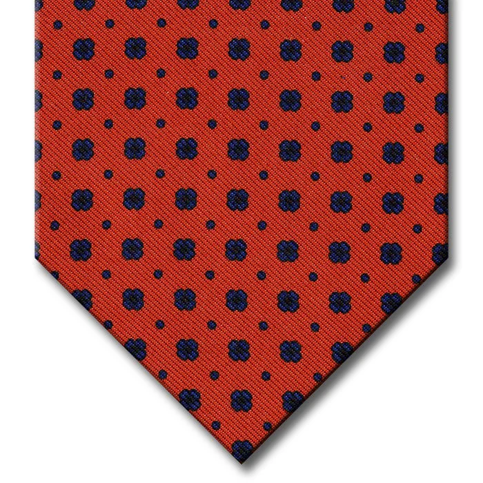 premium office silk necktie designs for business wear-Orange with Navy Floral Pattern Tie