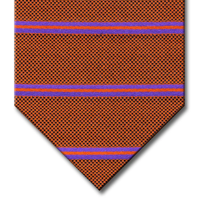 unique silk necktie patterns for weddings-Orange with Purple Stripe Custom Tie