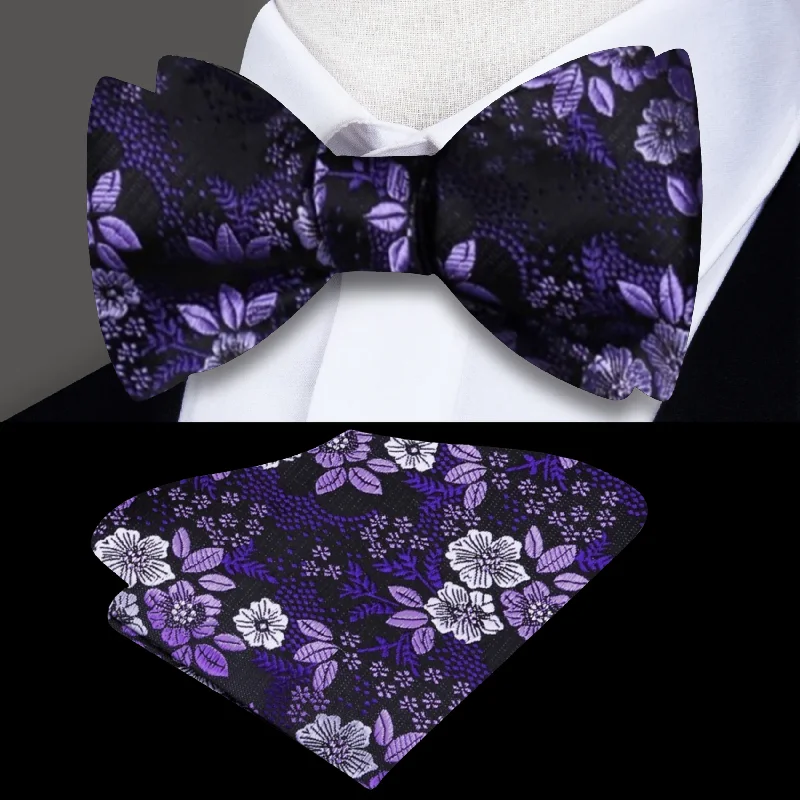 luxurious silk bow ties for weddings-Original Floral Self-Tie Bow Tie