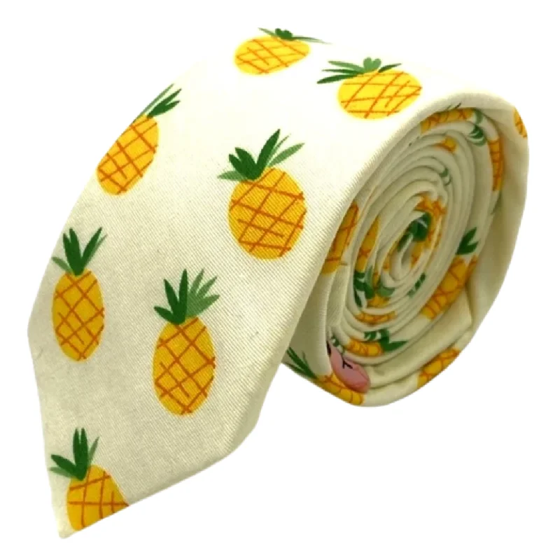 premium silk necktie designs for business wear-Pineapple Skinny Tie