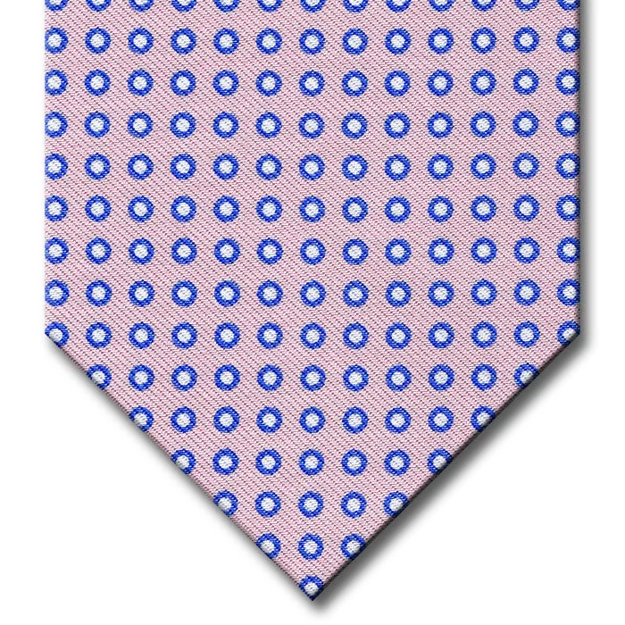 unique silk necktie patterns for business wear-Pink with Blue Dot Pattern Tie