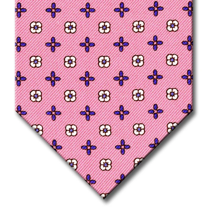 premium silk necktie combinations for wedding celebrations-Pink with Blue Floral Pattern Tie