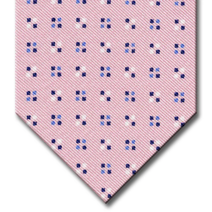 affordable silk wedding bow ties for men-Pink with Blue Geometric Pattern Tie