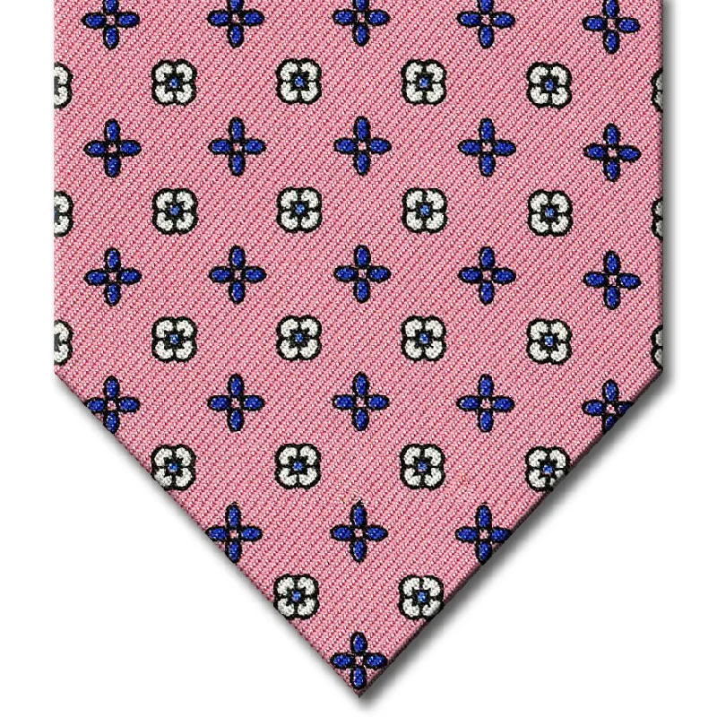 affordable silk necktie sets for business meetings-Pink with Medium Blue Floral Pattern Tie