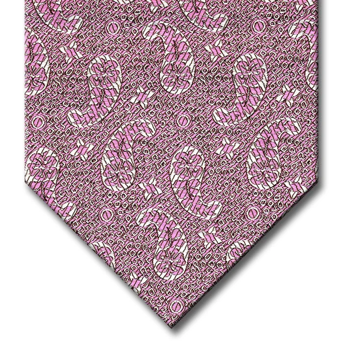 designer silk necktie combinations for business events-Pink with Silver Paisley Pattern Custom Tie