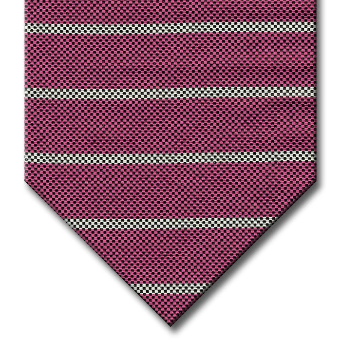 silk necktie designs for corporate events-Pink with Silver Stripe Tie