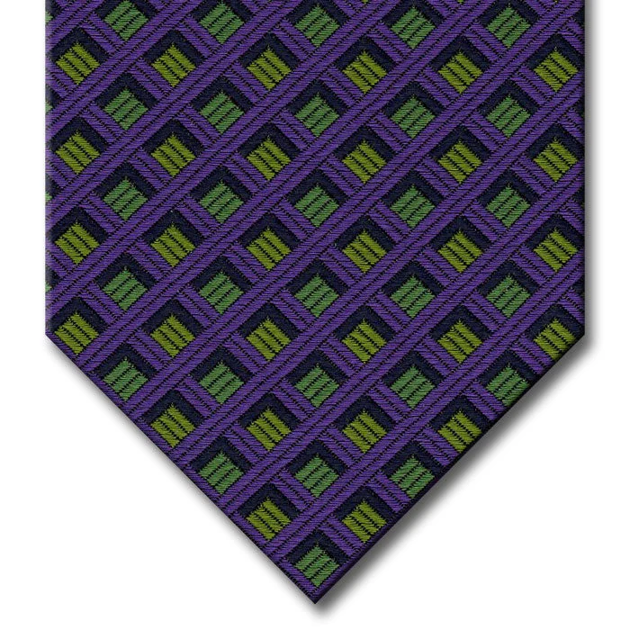 business silk necktie ideas for formal wear-Plum with Dark Blue and Green Geometric Pattern Tie