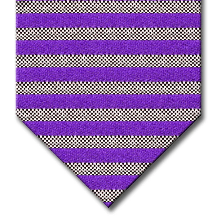 classic silk necktie colors for office wear-Purple and Silver Stripe Tie