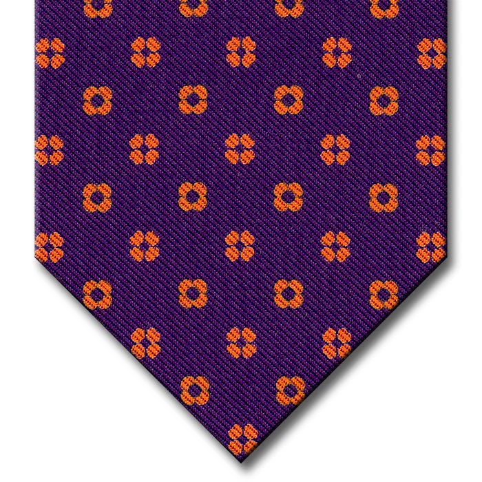 trendy silk necktie options for office meetings-Purple with Gold Floral Pattern Tie