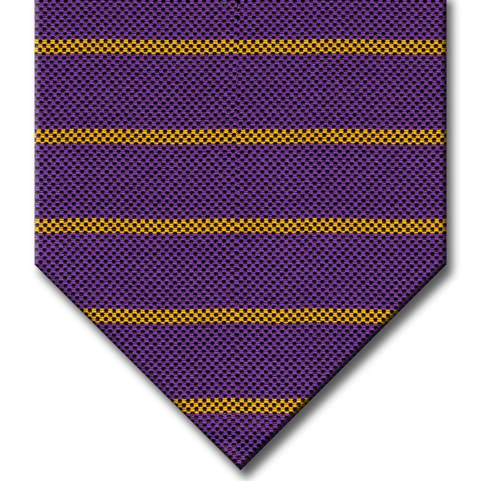 trendy silk necktie styles for office wear-Purple with Gold Stripe Tie