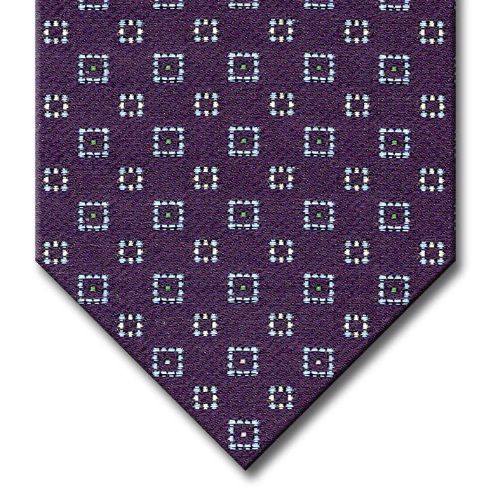 silk necktie designs for corporate wear-Purple with Lavender, Green and Silver Geometric Pattern Custom Tie