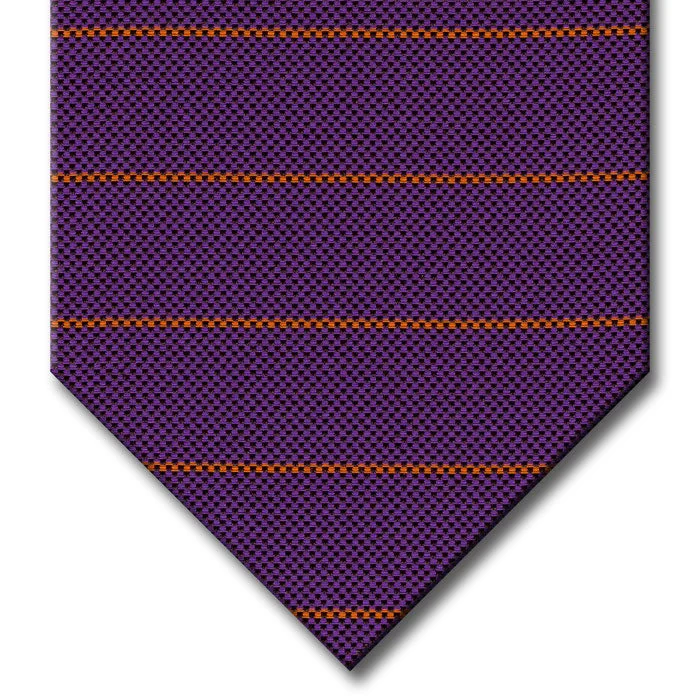 designer silk wedding necktie options-Purple with Orange Stripe Tie