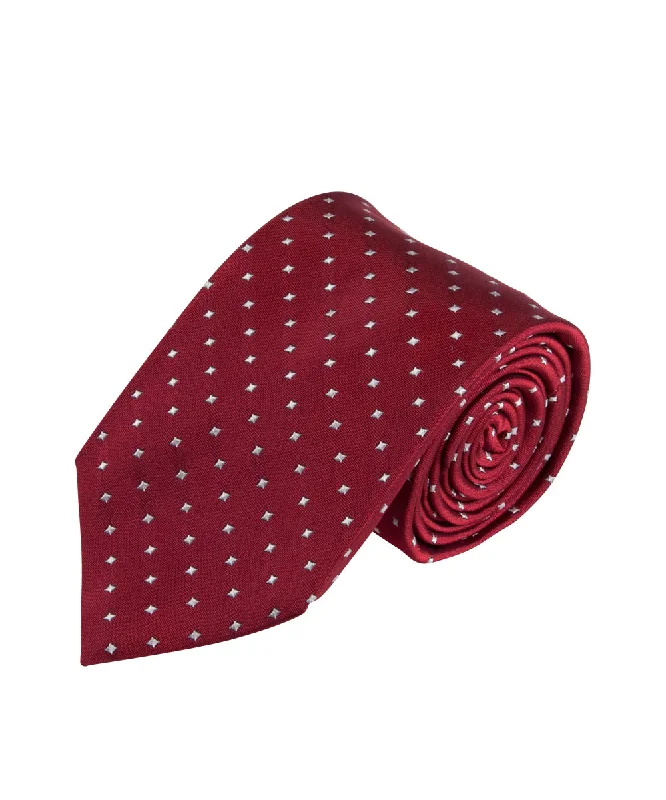 premium silk ties for corporate wear-Red Micro Sqaures Tie (Long)