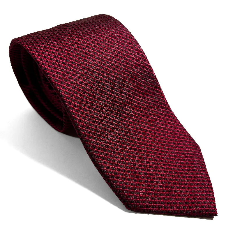 trendy office silk necktie combinations for men-Red Streaked Silk Grenadine Tie (English Weave)